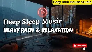 Deep Sleep Rainstorm Ambience | 8 Hours of Heavy Rain and Fireplace for Stress Relief and Rest