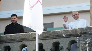 Volodymyr Zelensky meets Pope Leo XIV at his residence