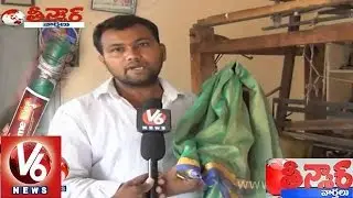 Sircilla handloom worker makes a 120gms saree - Teenmaar News