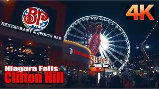 🇨🇦【4K UHD 】Niagara Falls Night Walk| Entertainment District| Clifton Hill (2022)