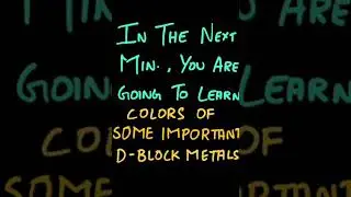 COLORS OF IMPORTANT D BLOCK IONS | INORGANIC CHEMISTRY | REVISION | #SHORTS