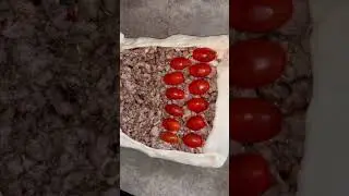 Open-faced ground meat pie with sweet cherry tomatoes recipe step by step😍 #recipe #cooking #pie