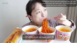 BITES ONLY carbonara fire noodles with CHEESY potato sticks! ~-NADO-~ 🕊😸