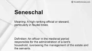 Seneschal Meaning