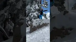 I love this timing!!!#large jump#northstar #cliff #ski #snow #boxrail