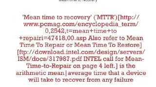 Mean Time To Repair