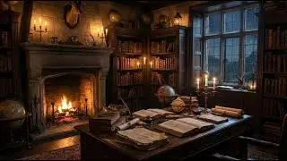 Candlelit Dark Academia | Cozy Fireplace Study Ambience for Focus, Work & Concentration