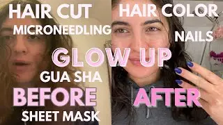 GLOW UP WITH ME *unrecognisable* face mask, healthy habits, hair cut color, microneedling 