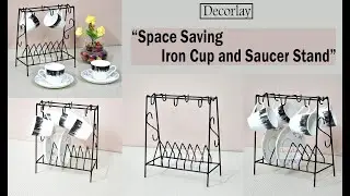 Cup and Saucer Stand/Holder Space Saving for 6 Cups, 6 Plates Dish Rack Kitchen Dining - Decorlay