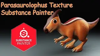 Stylized Parasaurolophus character Texture in Substance Painter