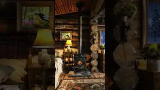 Sleep in a Cozy Snowy Cabin | Winter Ambience with Crackling Fireplace Sounds and Relaxing Snow