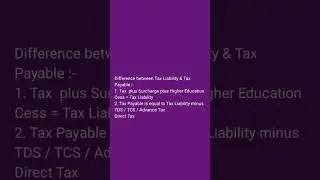 Tax Liability vs Tax Payable #shorts #short #shortsfeed #youtubeshorts #cainter #cafinal #csinter