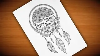 How to Draw Mother's Day Special Drawing | Dreamcatcher Flowers Mandala art for Mother's Day easy