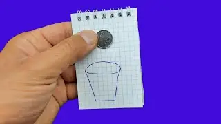 Невероятный! Монеты исчезают в банке, нарисованной на бумаге! Простой трюк!