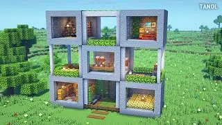 ⚒️ Minecraft : How To Build a Stone Cube Survival House_마인크래프트 건축 : 돌 큐브 야생 집 만들기