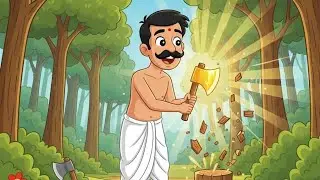 Honest Woodcutter 🪓Ramu | ✨Golden Axe Moral Story | Kids Stories in English | TinyWisdomKiddos