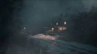12 Hours of Cozy Winter Night Ambience | Snowfall, Wind & Warm Lights