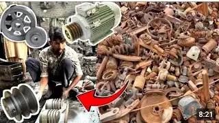 Process of Metal Recycling Manufacturing Process of Iron Electric Motor Pulley in factory