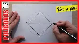 Cuadrado  Inscrito en Circunferencia. Dibujo Técnico sobre papel paso a paso.