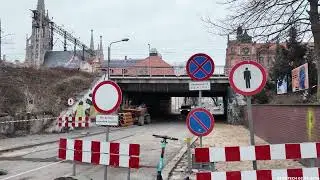 Zamknięty wiadukt na ulicy Damrota w Katowicach - początkowa faza przebudowy [Luty 2026]