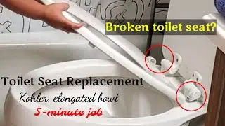 Toilet seat replacement - Kohler, elongated bowl - quick and easy!