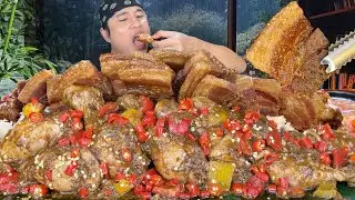 Spicy Buffalo Chicken & Crispy Pork Chips Mukbang Eating Show