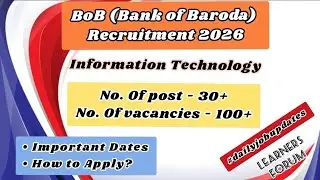 Bank of Baroda Recruitment 2026 | IT Posts | 100+ Vacancies | Apply Online #dailyjobupdates