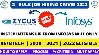 INFOSYS | ZYCUS OFF-CAMPUS DRIVE 2022 | 2020-2022 BATCH ELIGIBLE | | MUST APPLY BEFORE DEADLINE