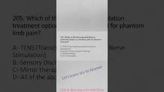 Physiotherapy MCQ | Question 205 |