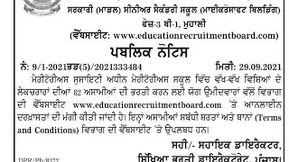 82 New Posts Lecturers|Meritorious schools in Punjab|Recruitment 2021|Notification