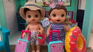 Packing Baby alive dolls Diaper bag and Suitcase for beach Vacation 🌴
