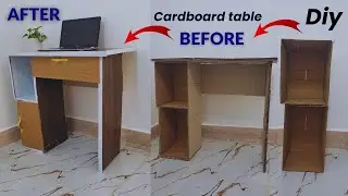 How to make an office desk from used cardboard boxes? (special creativity)-DIY