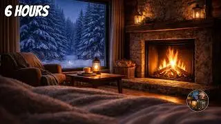 Fall Asleep by the Fireplace 🔥 Cozy Winter Night Ambience (6 Hours)