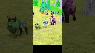 Paint Animals Cow Elephant Lion Crossing The Magic Fountain Transforation
