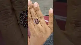 Silver bohemian garnet cluster ring #garnet #ring #silverjewllery #cocktailring #vintagejewerly