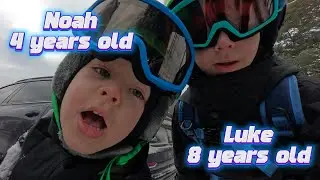 Mount Sunapee - 1st day of the season (Snowboarding with a 4 and 8 year old)