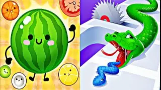 Shake run race vs Watermelon game Satisfying Mobile Games - Balls Boom