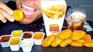 Burger King Chicken Nuggets Every Dipping Sauces Ice Cream Sundae Fries Eating Show Mouth Sounds