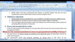 OL Economics Chapter 32: Geographical Mobility of Labour
