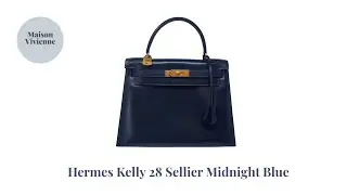 Hermes Kelly 28 Sellier Midnight Blue (Marine/ Navy) - Full Review | Available at Maison Vivienne