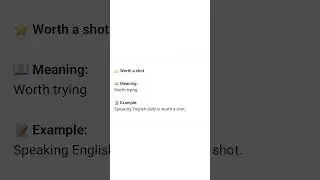Worth A Shot - Meaning & Example  #worthashot #learnenglish