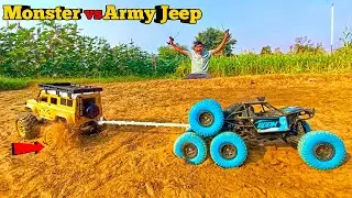 RC Monster vs Army Jeep 😱 | RC Tug of War Power Test