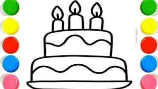 Cute Cake 🎂🎉 Drawing, Painting & Coloring For Kids and Toddlers_ Kids Art 