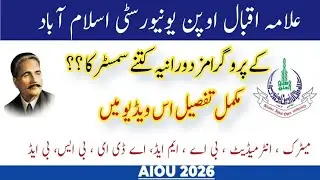 AIOU OPEN UNIVERSITY ALL PROGRAMS ADMISSIONS DETAILS 2026 HOW MANY SEMESTERS IN EACH PROGRAM