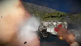 Space Engineers I made a rover that I try to destroy by throwing down hill and hitting a wall