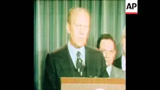 SYND 25 3 76 PRESIDENT FORD HOLDS A PRESS CONFERENCE IN WASHINGTON TO TALK ABOUT FLU OUTBRAKE