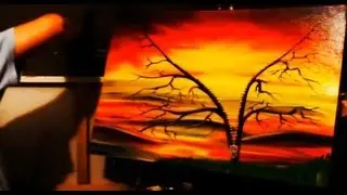 92. Painting an unzipped tree sunset