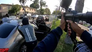 PAINTBALL WAR IN THE HOOD! (COPS WERE CALLED!!)(Ft Tippman Tmc Paintball Gun)