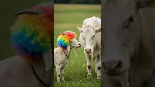 🐐🌈 Goat Butts&mdash;Cow Suddenly Wears Afro 🐮🤣#AfroGoat #AfroCow #FunnyAnimals #UltraRealistic  #shorts
