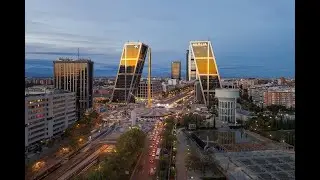 Madrid Cityscape with KIO Towers, Day-to-Night Time-lapse, Spain 4K